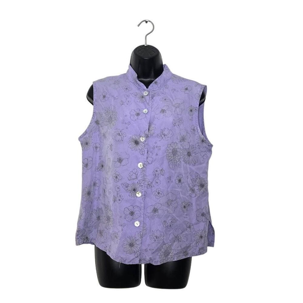 Bryn Walker Blouse Size Medium Sleeveless Button Down Floral Tencel Cottage